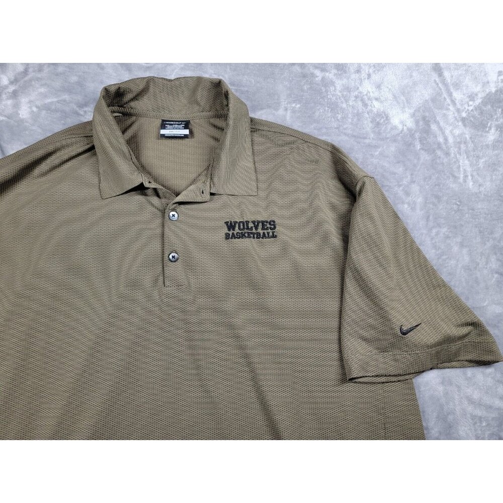 Nike Golf Dri-Fit Polo Shirt Olive Green Men's 2XL Wolves Basketball
